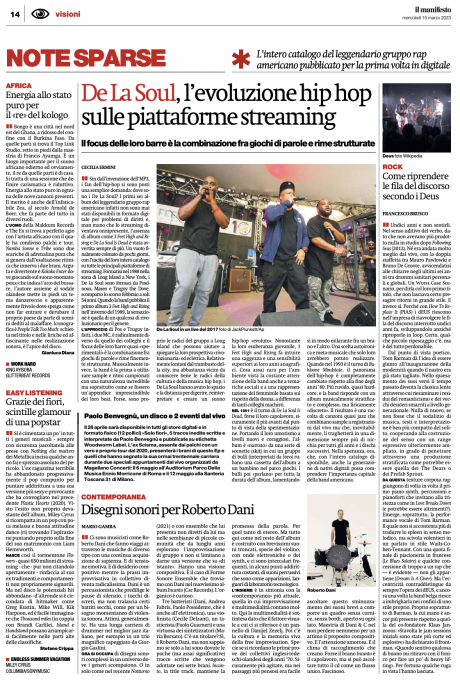 Il Manifesto dedica un bellissimo articolo su tutta la diacografia dei DE LA SOUL dal 3 marzo finalmente disponibile su tutte le piattaforme di streaming