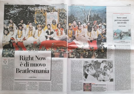 Su Robinson di La Repubblica la doppia pagina dedicata a The Beatles and India